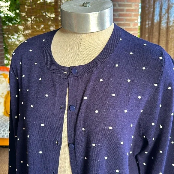 August Silk Navy Polka Dot Cardigan - Picture 3 of 8
